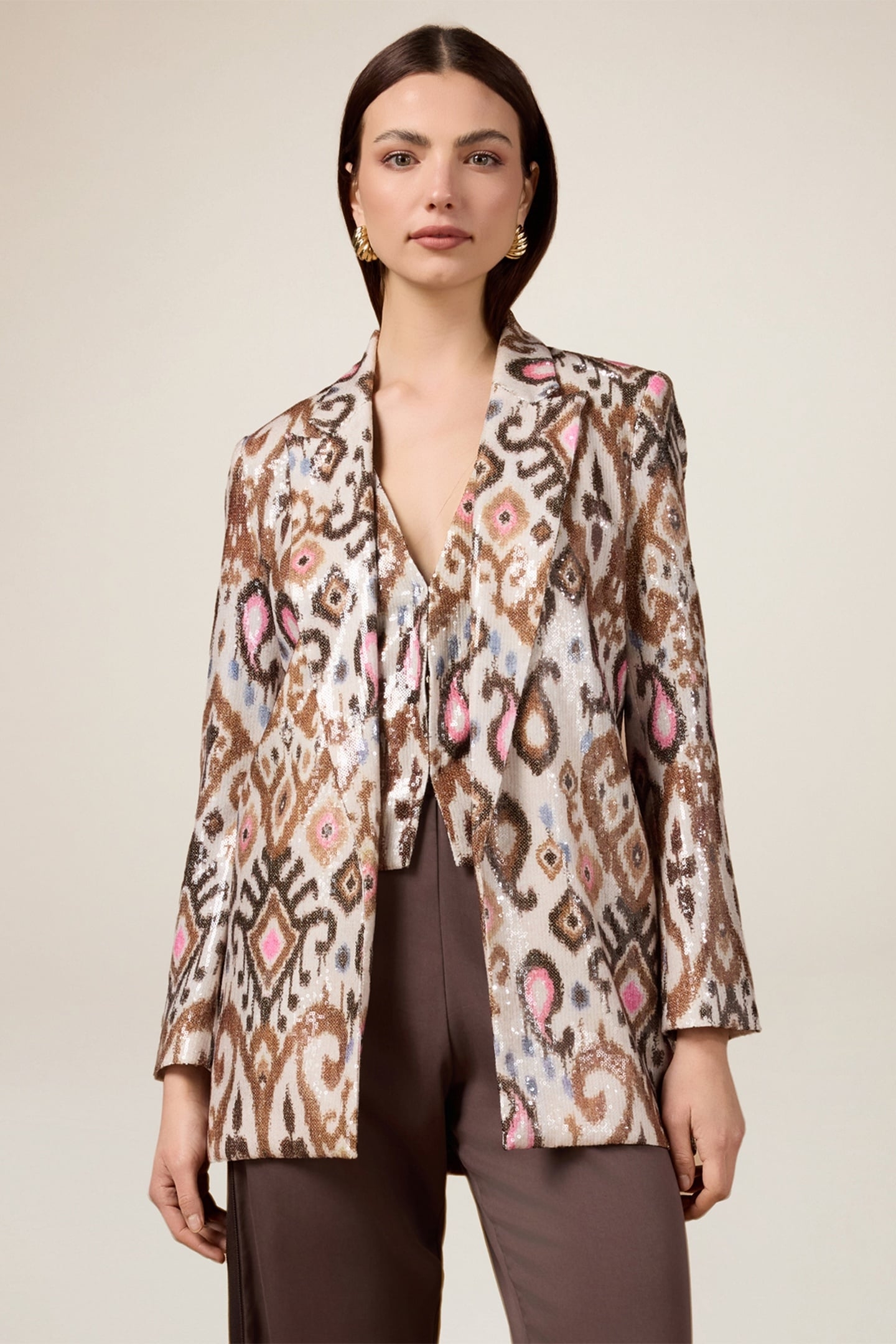 BLAZER WITH SEQUIN EMBROIDERY BEIGE 2