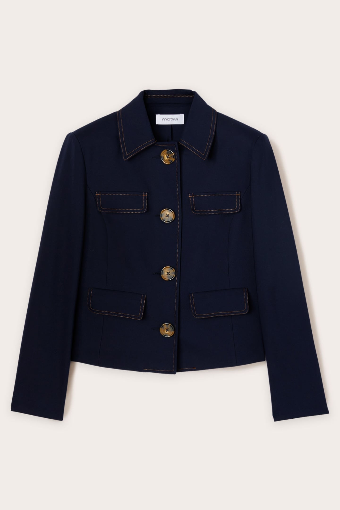COTTON JACKET WITH OVERSIZED BUTTONS BLUE 4