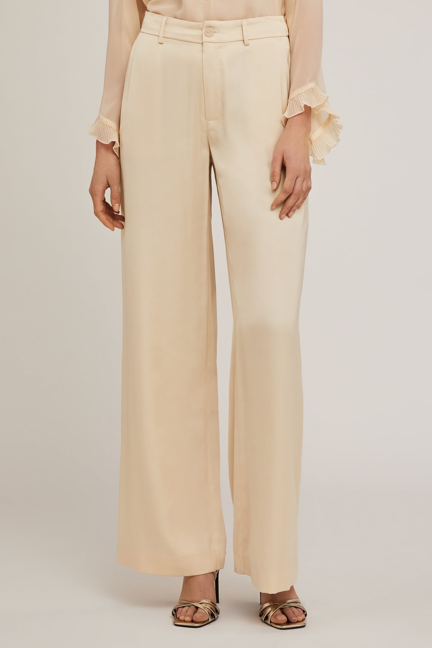 SATIN PALAZZO TROUSERS BEIGE 2