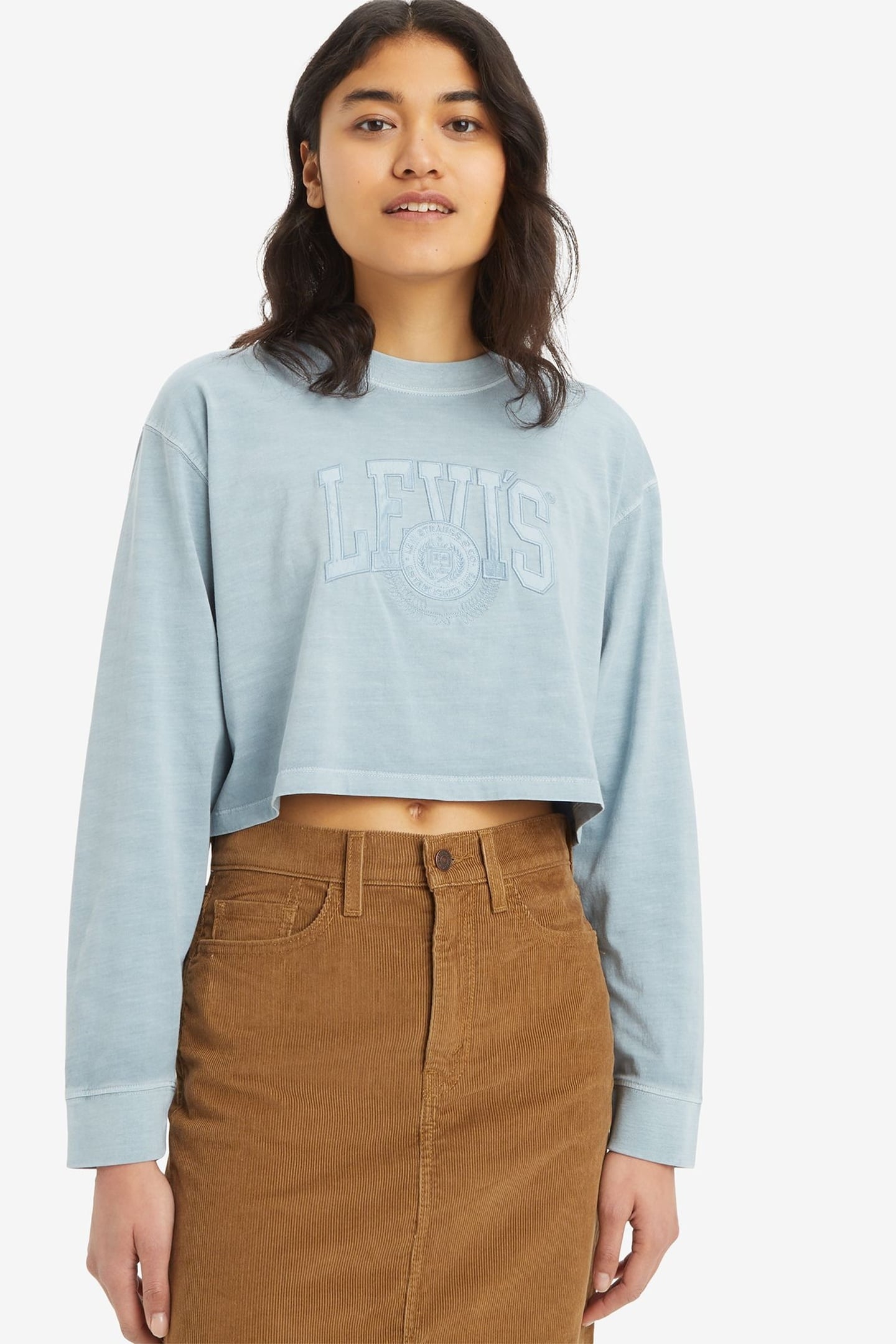 CROPPED LONG-SLEEVE FOOTBALL TEE BLUE 1