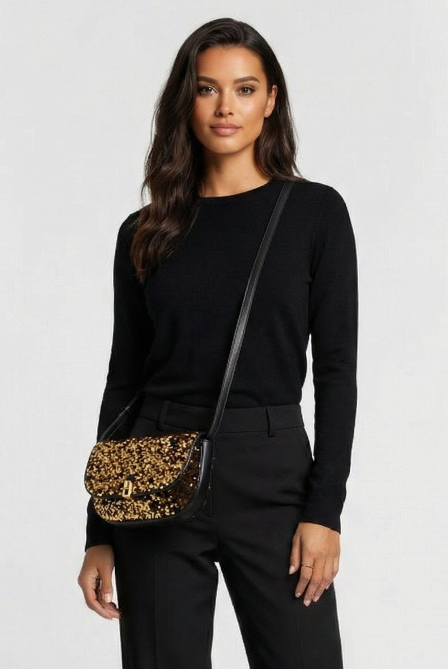 CROSS BODY BAG IN GOLD SEQUIN 1