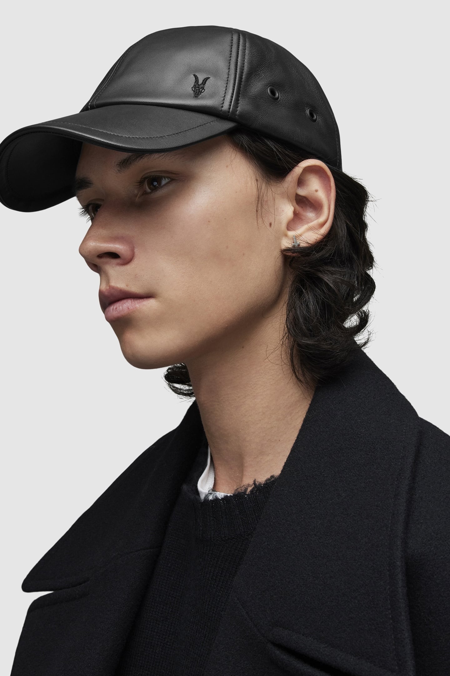 RAMSKULL LTHR CAP BLACK 5