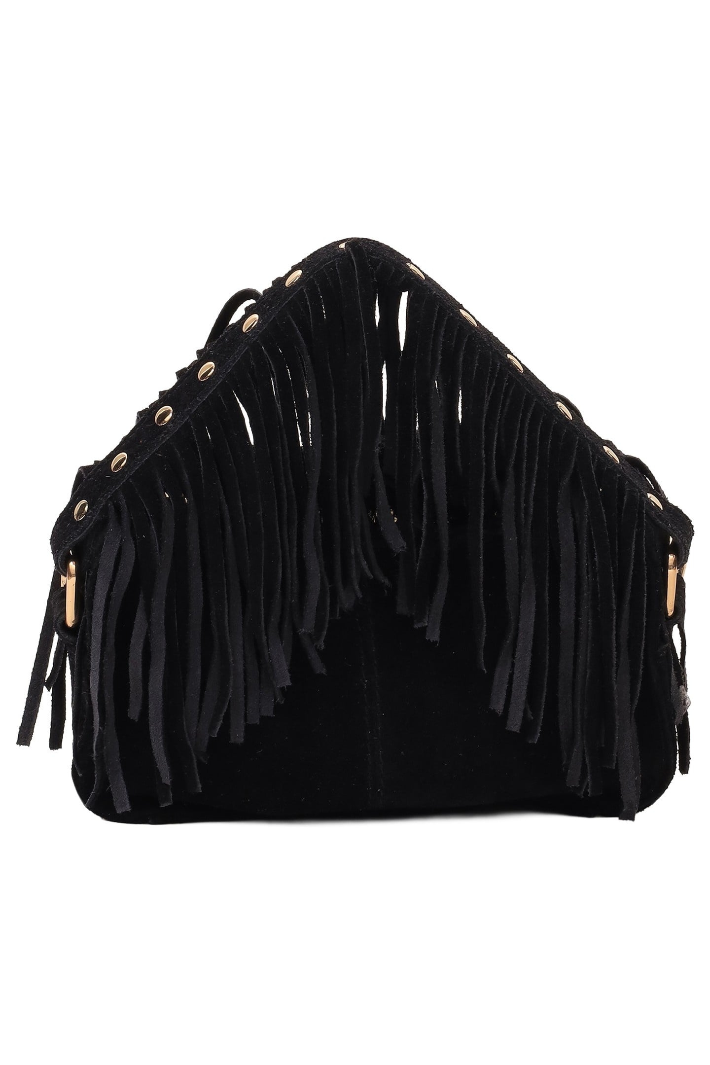 HELENA FRINGE SUEDE BLACK W. GOLD 3