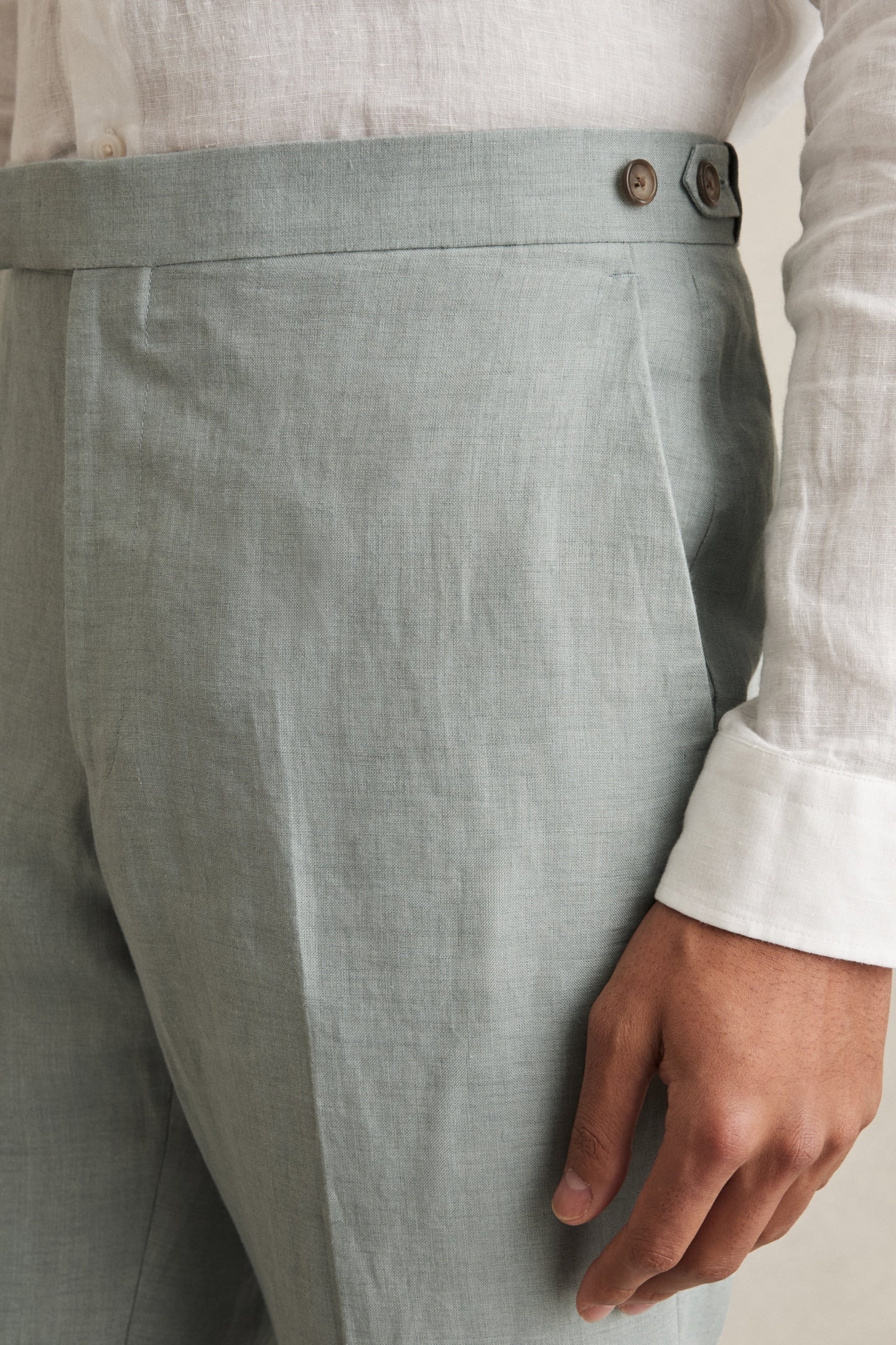 LINEN SLIM MIXER TROUSER OCEAN GREEN 5