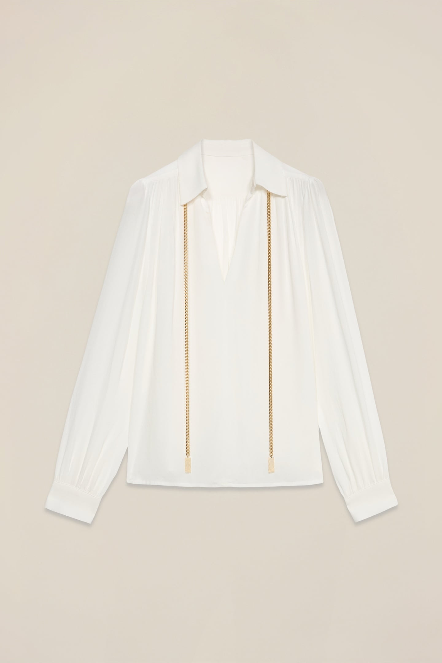 CREPE FABRIC BLOUSE WITH CHAIN WHITE 3