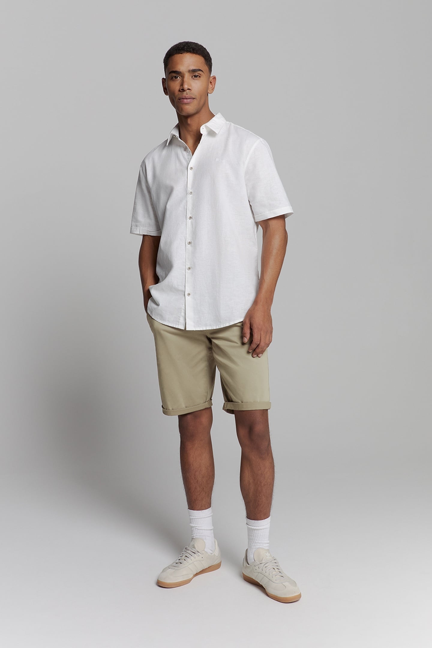 SHORT CHINO GARMENT DYED TWILL STRETCH LIGHT ARMY 5