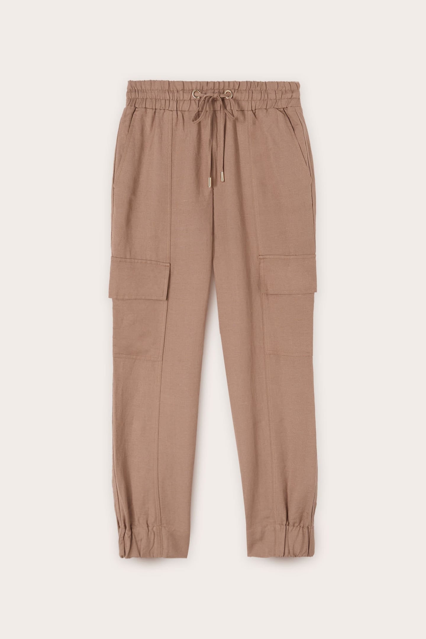 LINEN-BLEND CARGO JOGGERS BEIGE 4