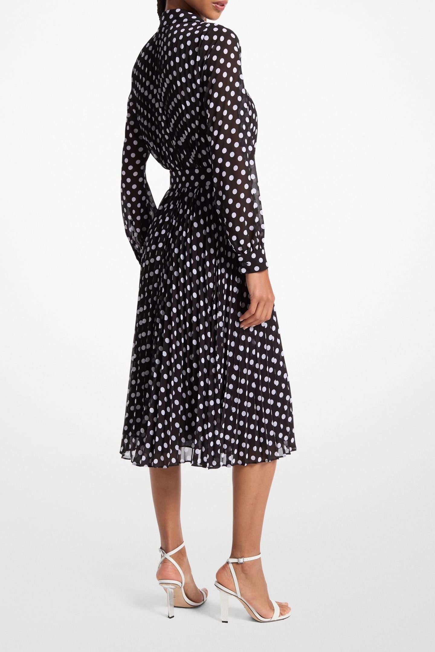 PLEAT SHIRT DRESS BLACK/WHITE 2