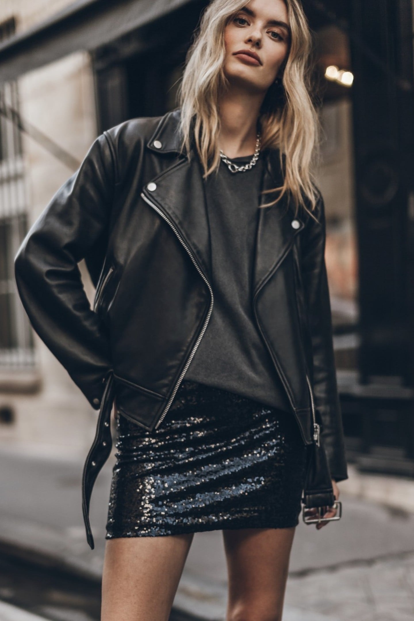 THE BLACK MINI SEQUIN SKIRT BLACK 1