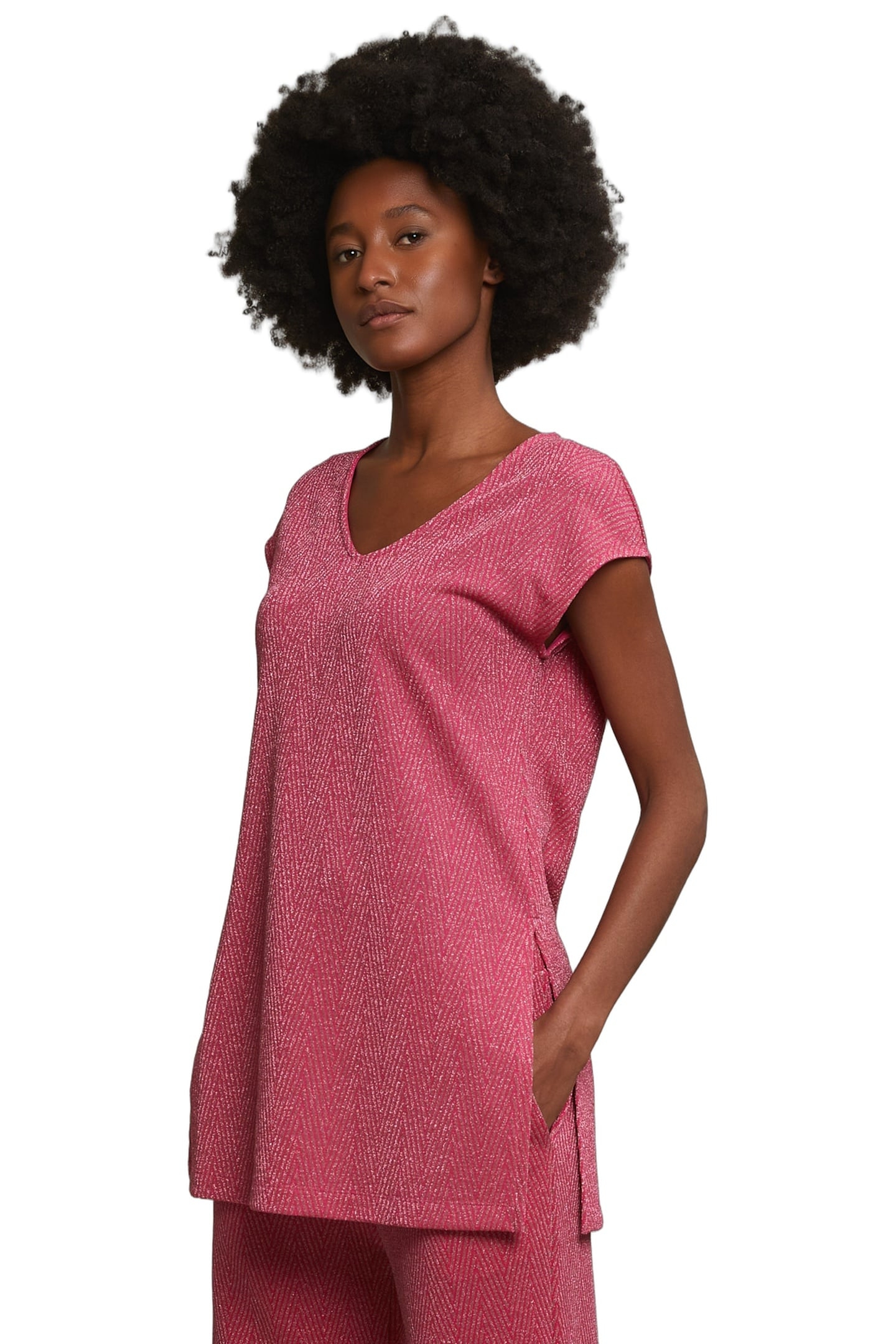 FUCHSIA SLEEVELESS GLITTER T-SHIRT 4