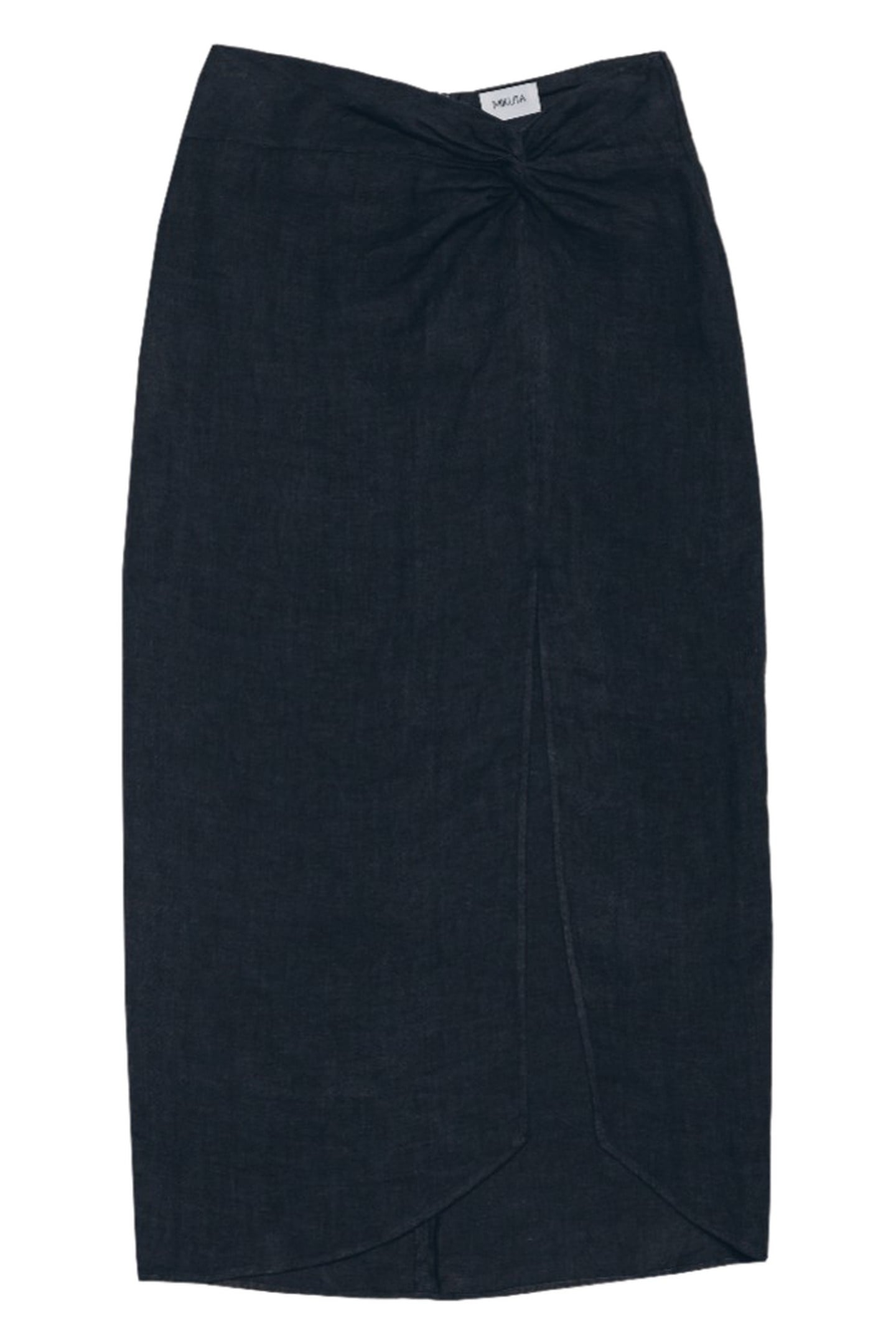 THE DARK LONG LINEN KNOT SKIRT BLACK 3