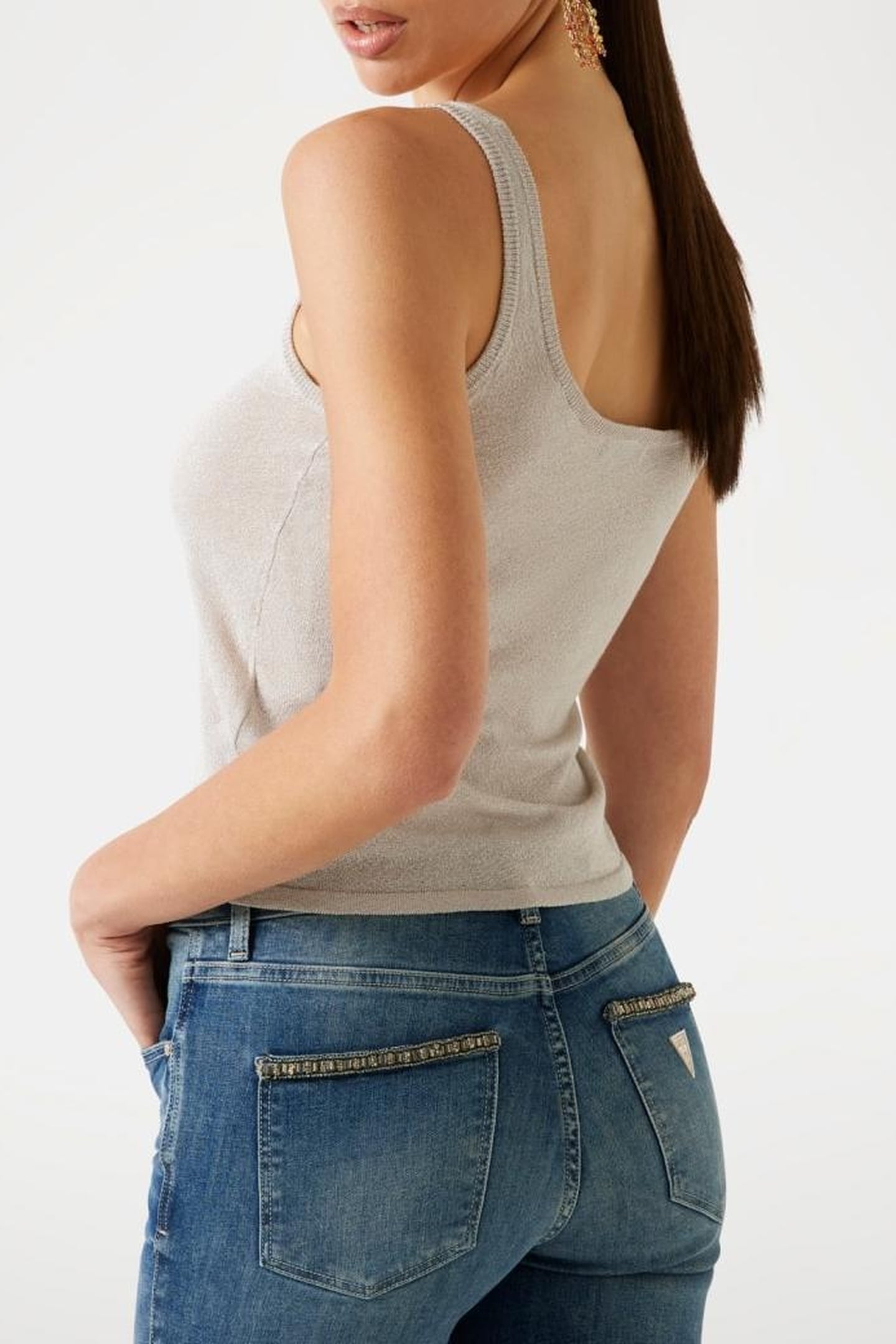 GUESS ECO NELLIE TANK TOP SWTR SILVER LUREX 6