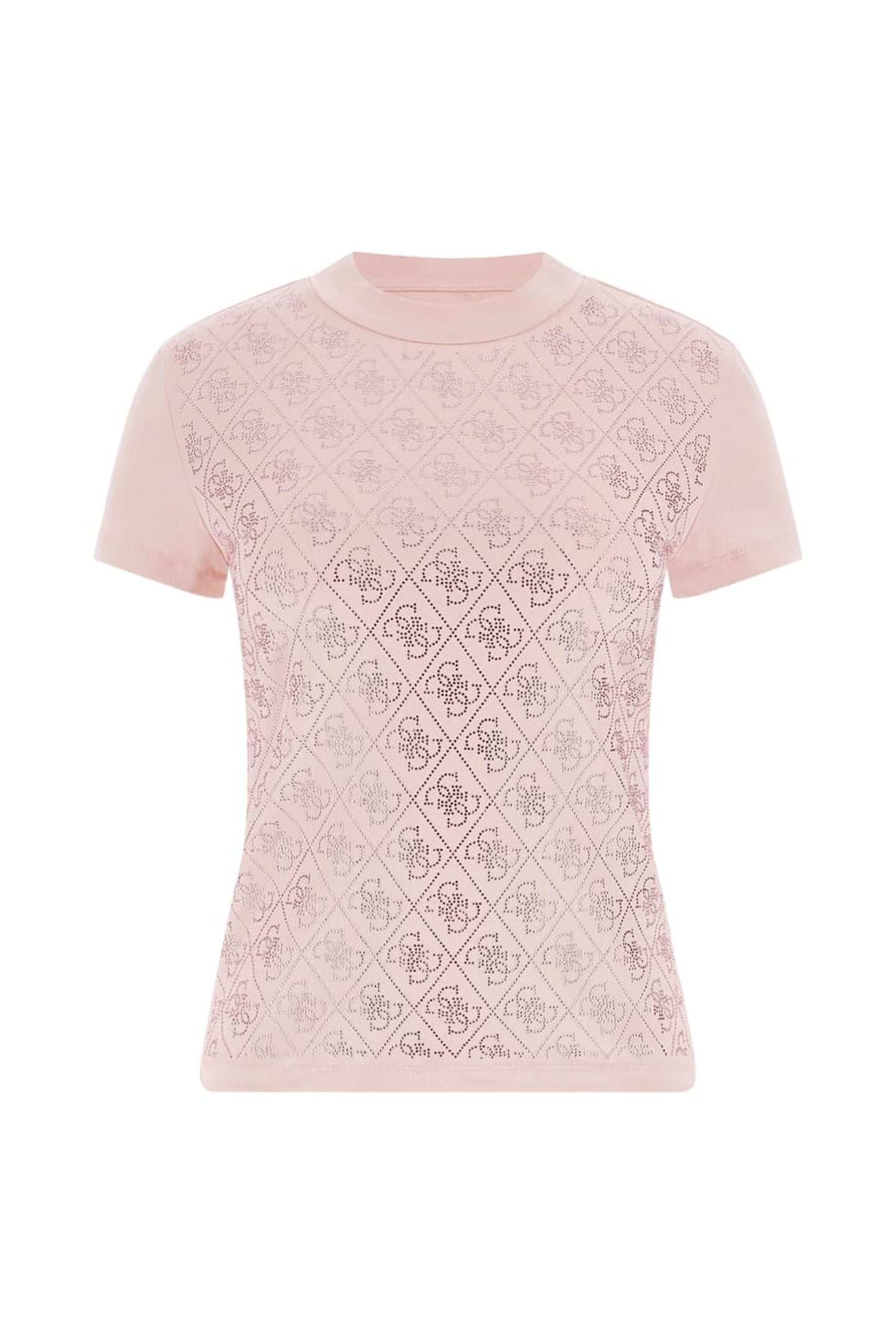 GUESS ECO SS MOCK NECK ALL OVE PINK ROSES 3