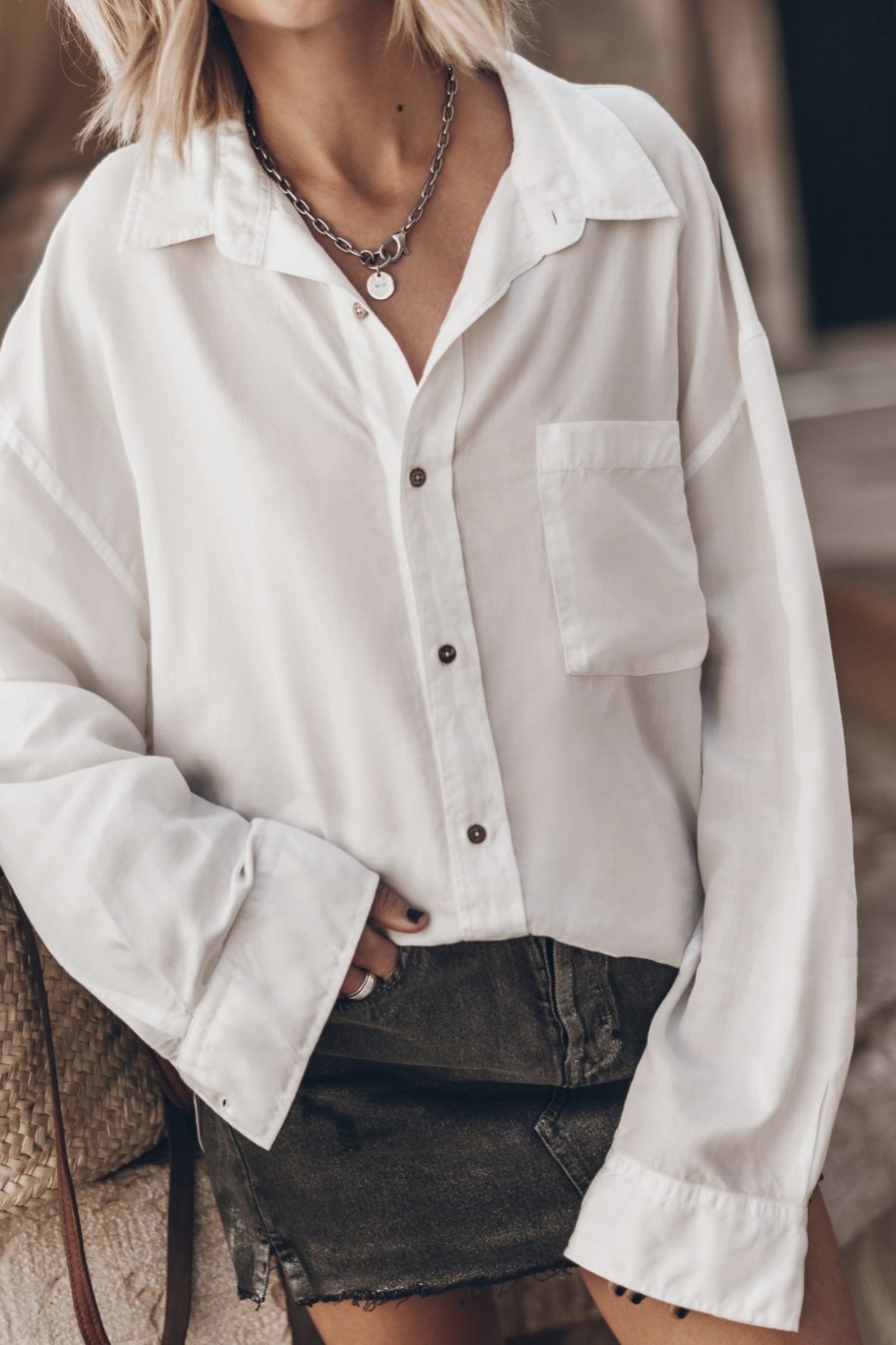 THE WHITE LOOSE LYOCELL SHIRT WHITE 1