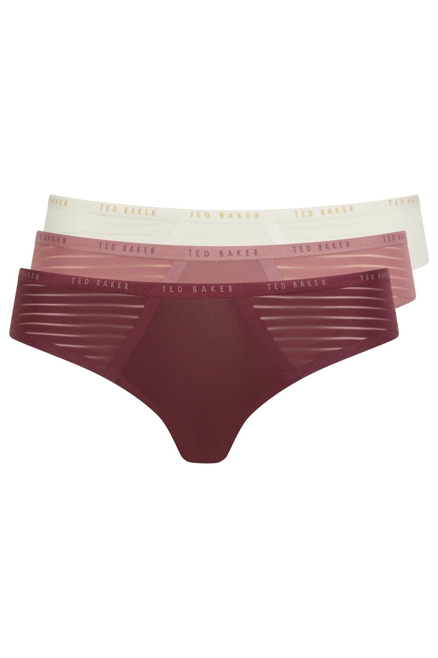 JESSIE MESH BRIEF NO SHOW WINE/MAUVE/WHITE 1