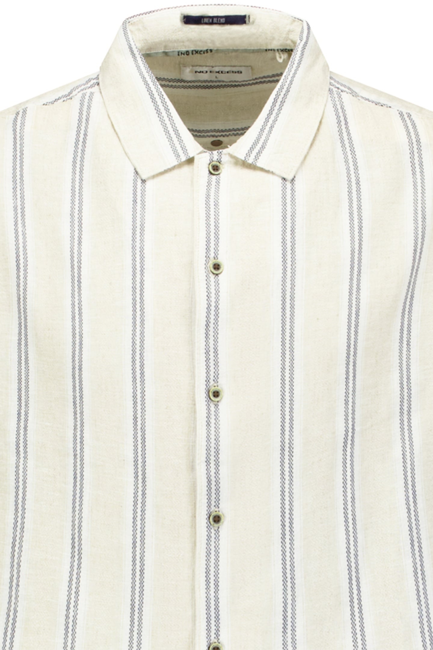 SHIRT SHORT SLEEVE DOBBY VERTICAL STRIPE WITH LINEN CEMENT 3