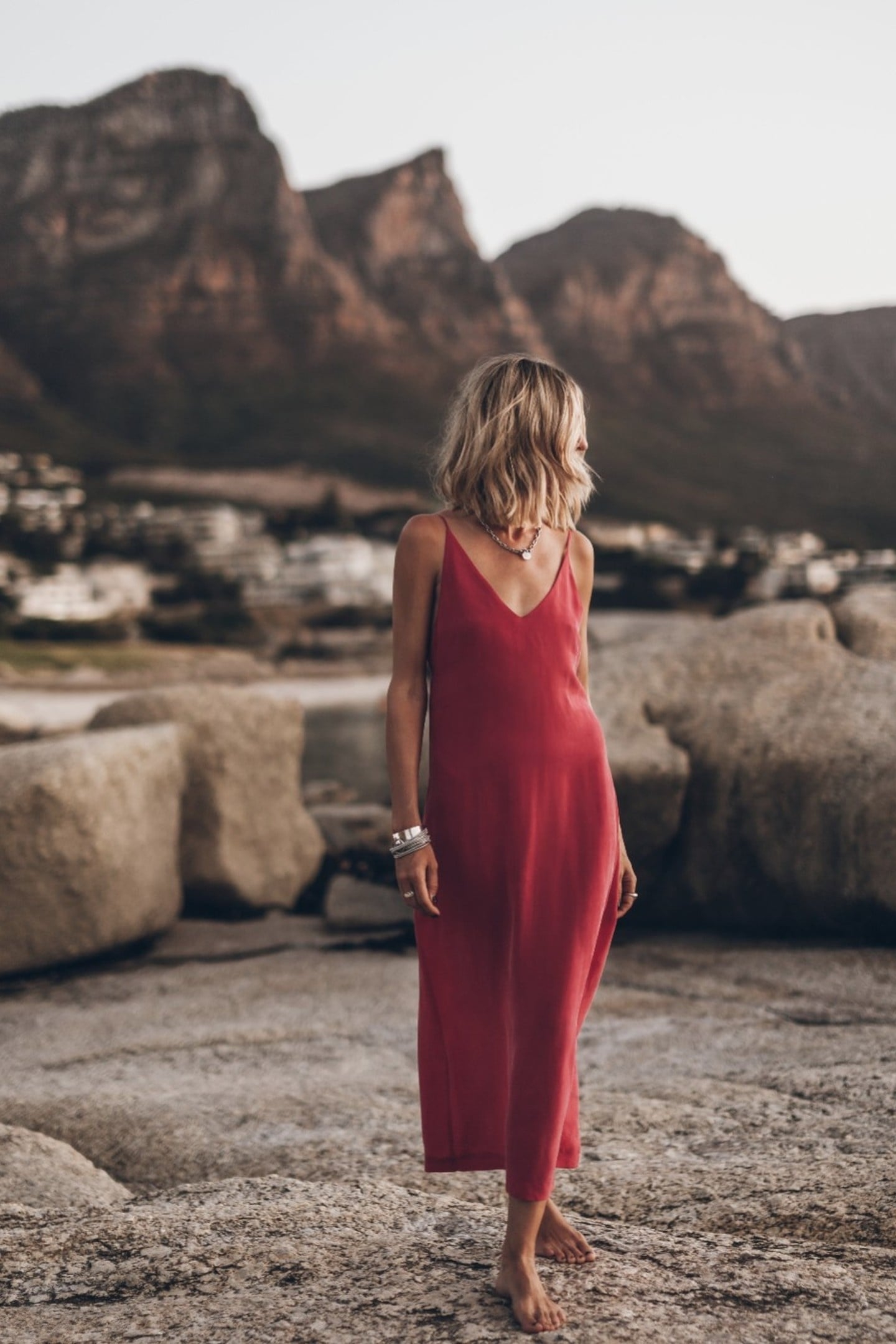 THE PINK LONG CUPRO SLIP DRESS PINK 1