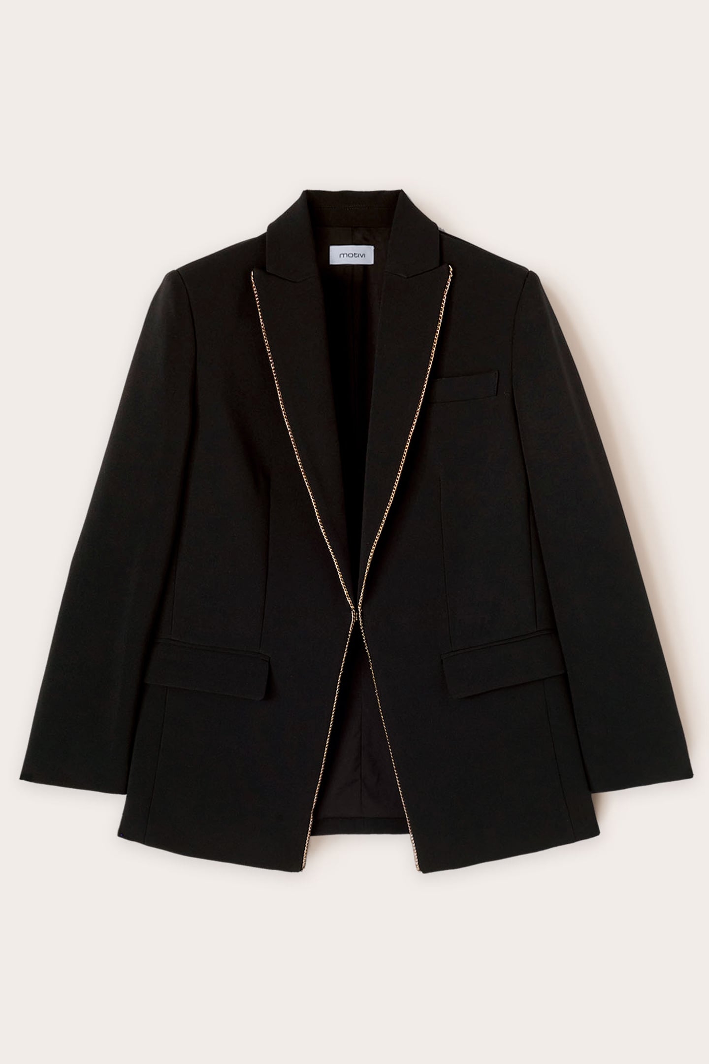CREPE FABRIC JACKET WITH METAL CHAIN DETAIL BLACK 3