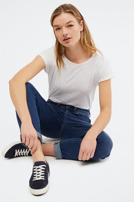 ROSIE EMBROIDERED JERSEY TEE WHITE PLAIN 1