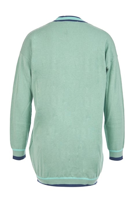 LONG CARDIGAN LS TRICOLOR STR PISTACHE 2