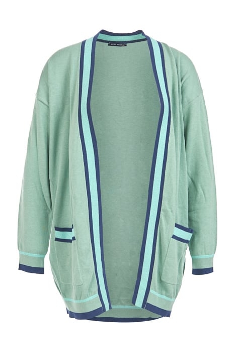 LONG CARDIGAN LS TRICOLOR STR PISTACHE 1