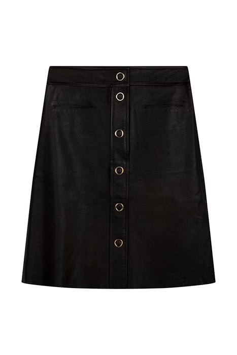 PANEL BUTTON LEATHER SKIRT DK. CHOCOL 1