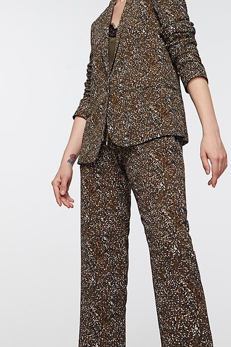MICRO CAMOUFLAGE-PRINT CRÊPE STRAIGHT TROUSERS KHAKI 4