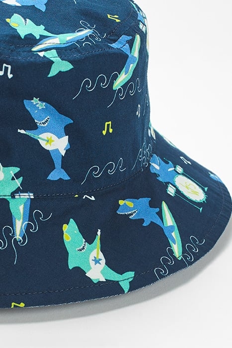 KIDS SHARK REVERSIBLE HAT BLUE MULTI 2