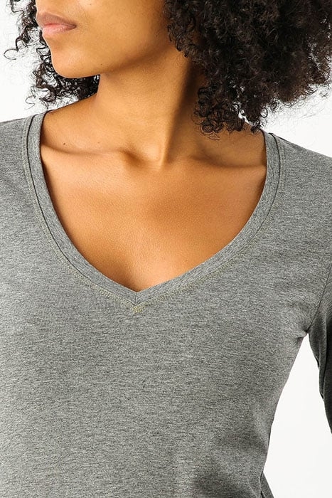 V-NECK T-SHIRT LS LUREX STITCH 3