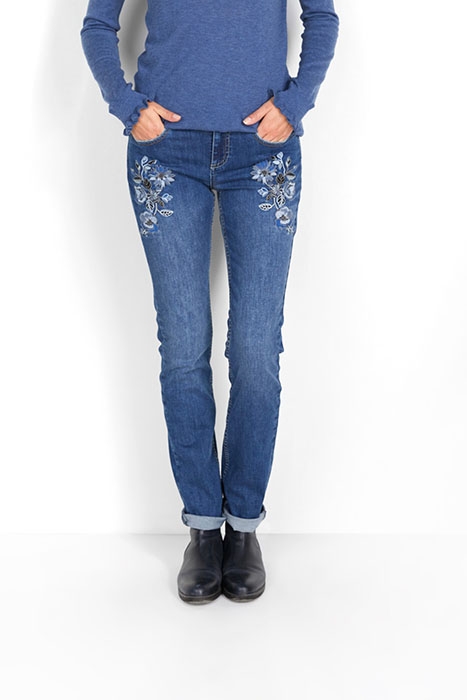 5-POCKET STRAIGHT FLOWERS BLUE 2