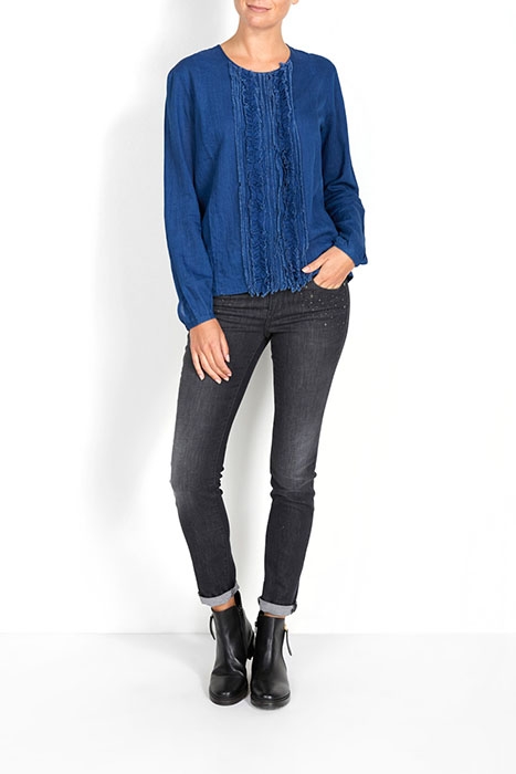 SHIRT LONG SL WITH RUCHE BLUE 2