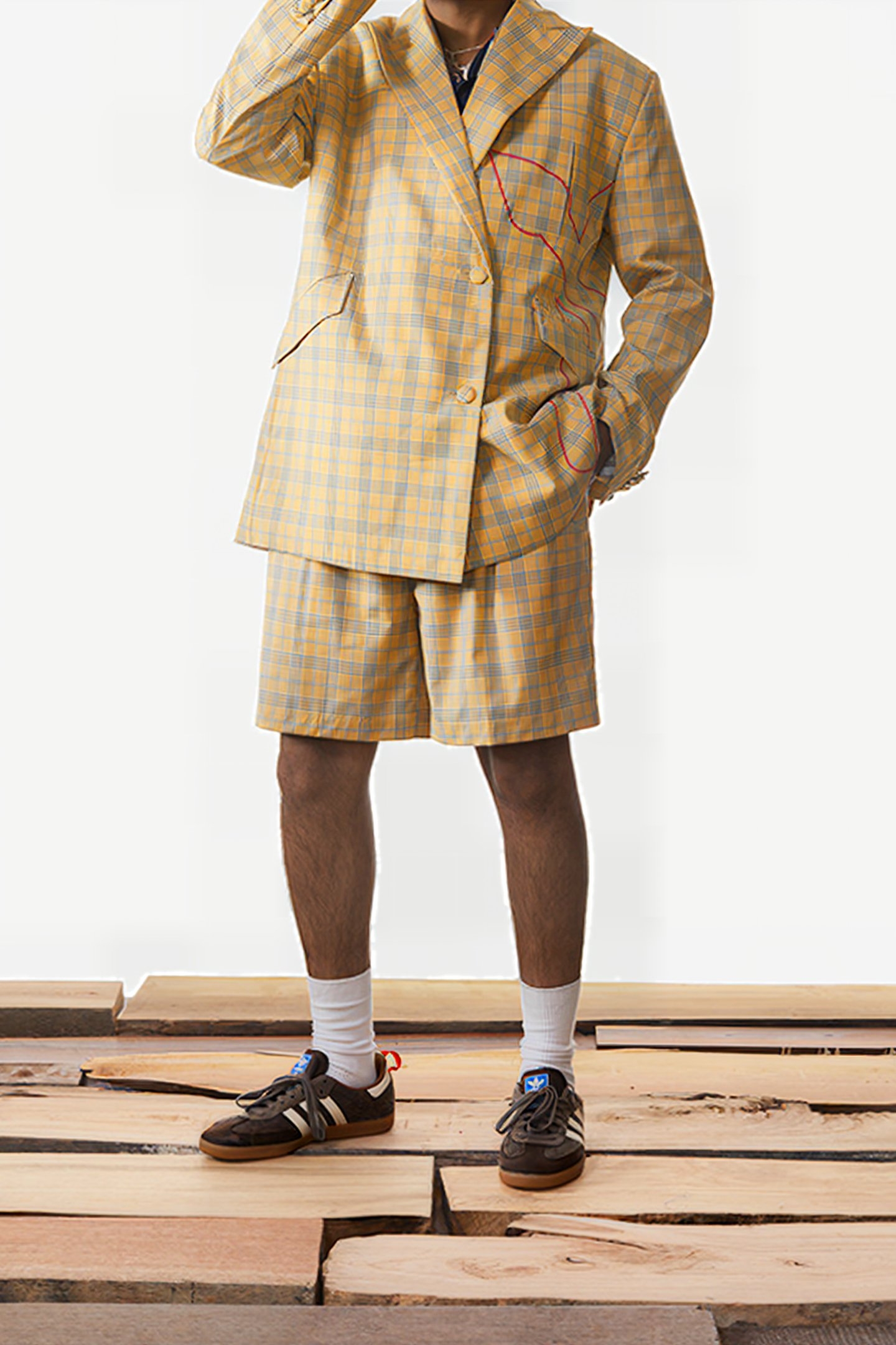 YELLOW CHECK KLEVON SHORTS 1