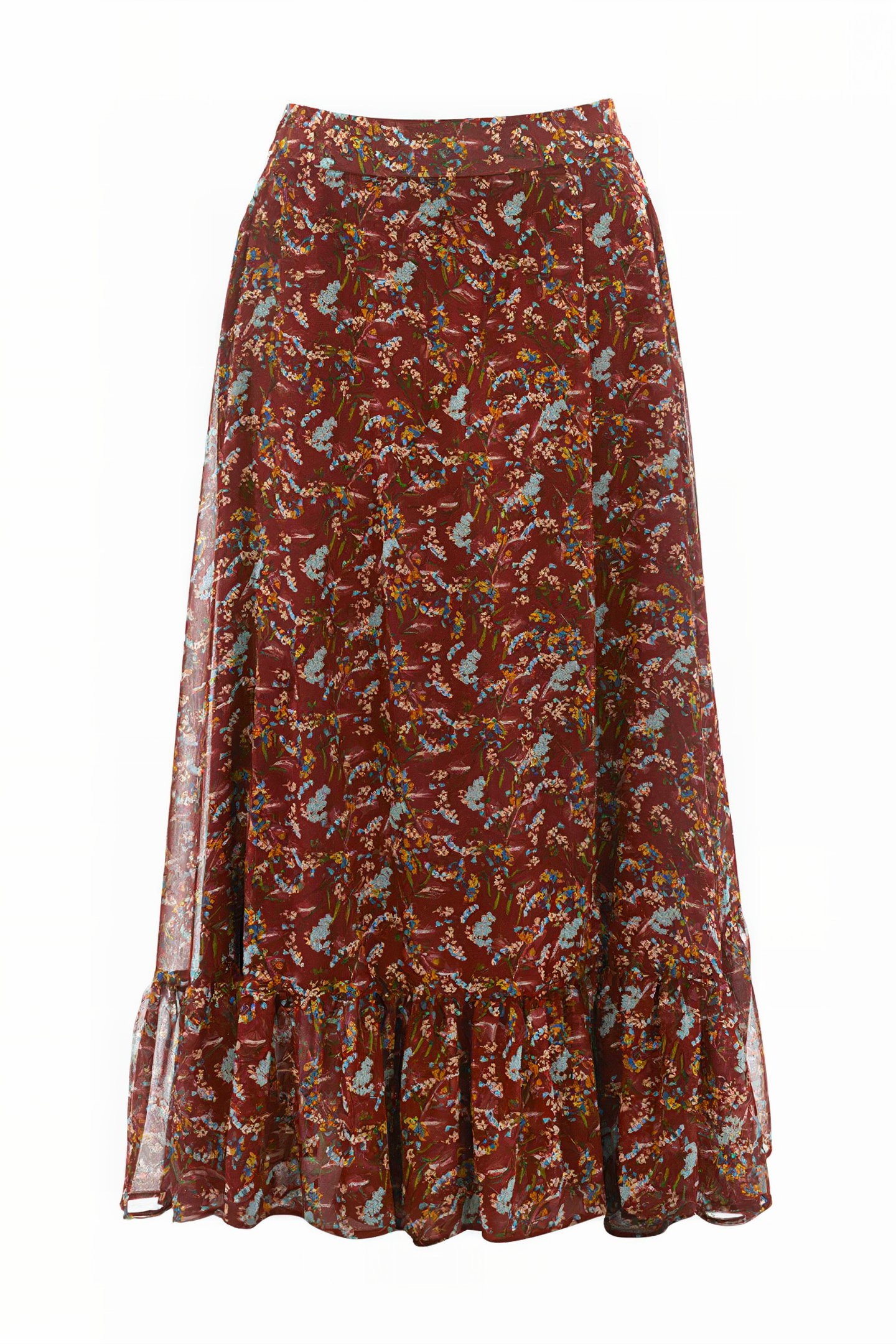 LONG SKIRT WITH VOLANT BROWN 1
