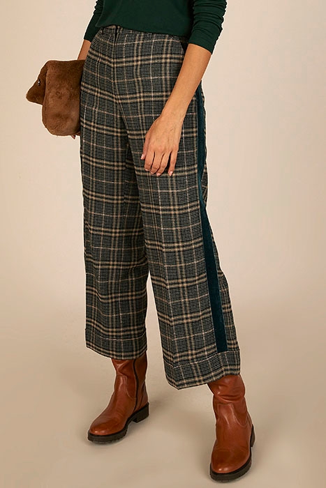 WIDE CHECKERED PANTS GREEN 2