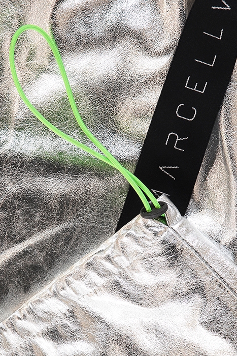 WOMEN'S LEATHER PAPERBAG PANTS SILVER 3