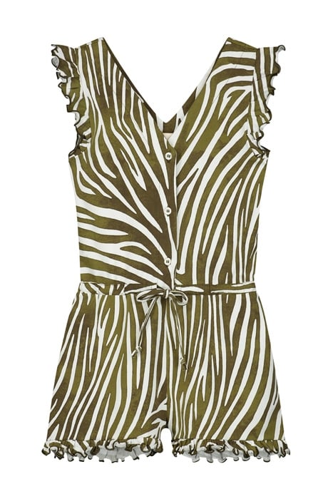 GIRLS ANTIQUA JUMPSUIT ZANZIBAR ZEBRA PALMTREE GREEN 1
