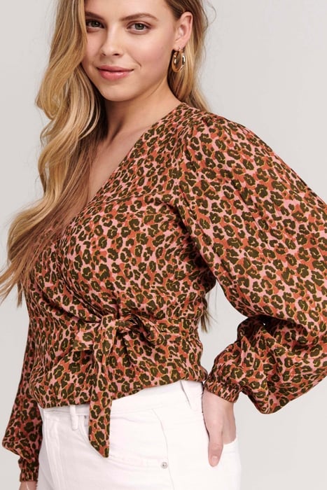 LADIES CAPRI WRAP TOP TROPICAL TIGER STRAWBERRY PINK 3