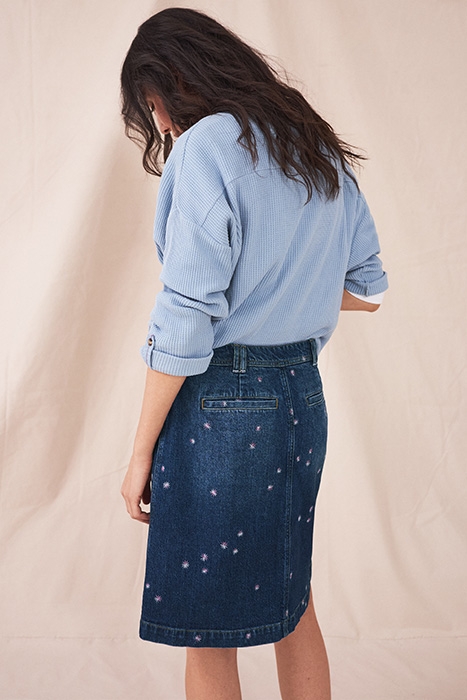 MELODY EMBROIDERED DENIM SKIRT MID DENIM 2