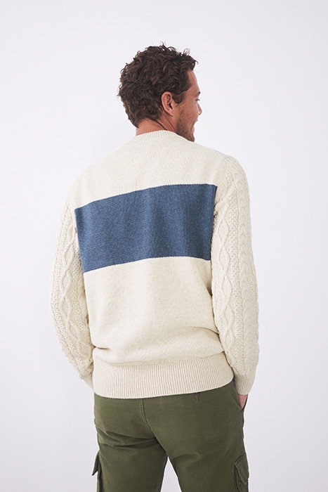 COLOUR BLOCK CABLE CREW NATURAL MULTI 3