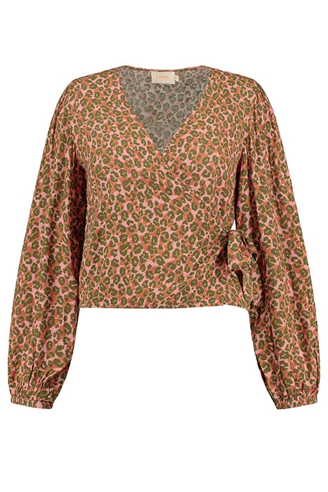 LADIES CAPRI WRAP TOP TROPICAL TIGER STRAWBERRY PINK 5