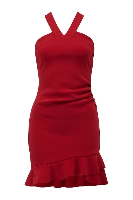 ABBY ARROW NECK MINI DRESS RED 6