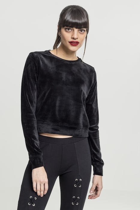 LADIES SHORT VELVET CREW BLACK 2