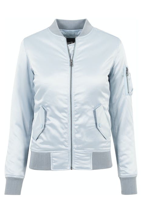 LADIES SATIN BOMBER JACKET BABYBLUE 1