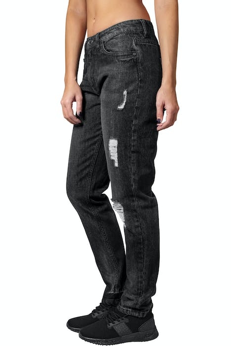 LADIES BOYFRIEND DENIM PANTS BLACK WASHED 3