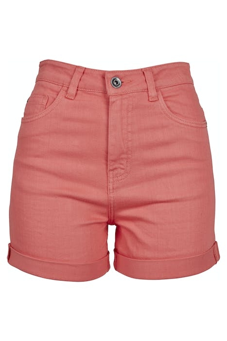 LADIES HIGHWAIST STRETCH TWILL SHORTS CORAL 1