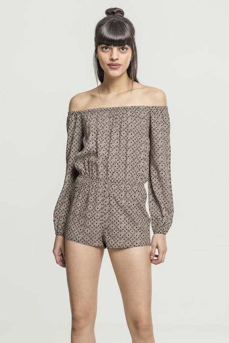 LADIES SHORT LONGSLEEVE OVERALL BLK/FLOWER 2