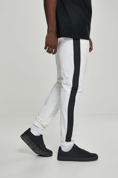 SIDE STRIPED CRINKLE TRACK PANTS WHT/BLK 7