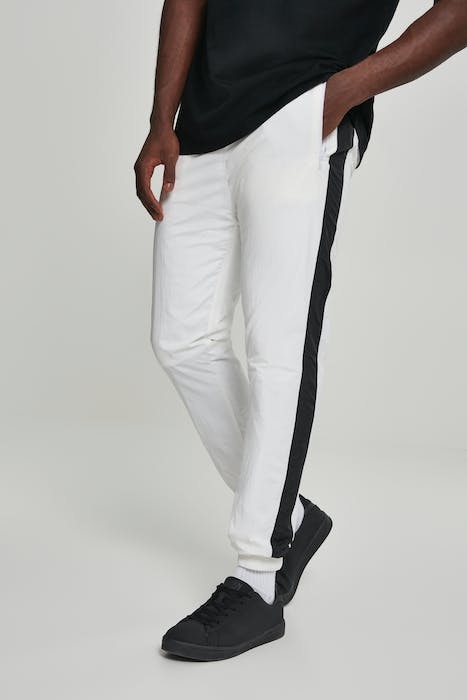 SIDE STRIPED CRINKLE TRACK PANTS WHT/BLK 2