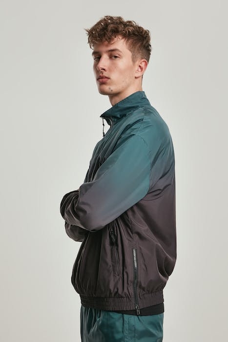 GRADIENT PULL OVER JACKET BLACK/BOTTLEGREEN 6