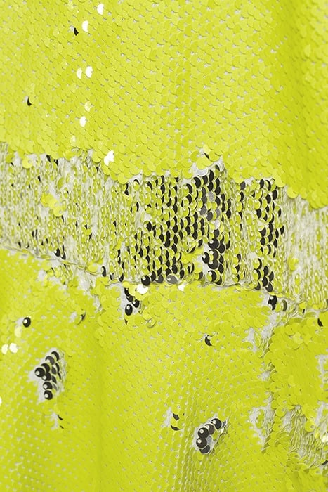 WOMEN'S SHORT SLEEVELESS SEQUIN DRESS WITH VELVET COLLAR YEL 5